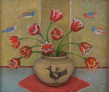 Tulips in Hopi Pot